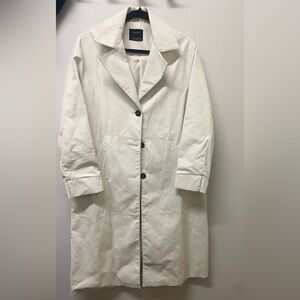 Bershka white faux leather long coat